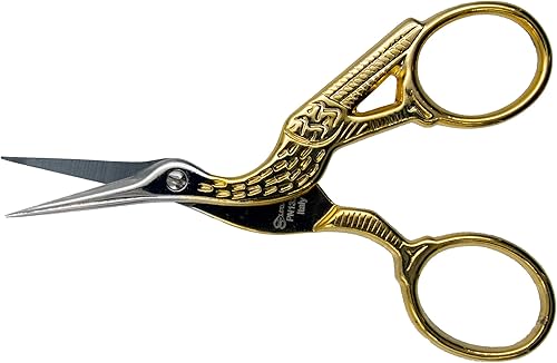 Miniatura 2 de Ultima Tijeras de bordado y costura de cigüeña, forjadas, chapadas en oro, de 3-1/2 pulgadas