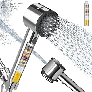Cobbe Filtered Shower Head with Handheld, High Pressure 5 Spray Mode Showerhead with Filters, Built-in Power Wash for Hard Water - Remove Chlorine - Reduces Dry Itchy Skin, Chrome