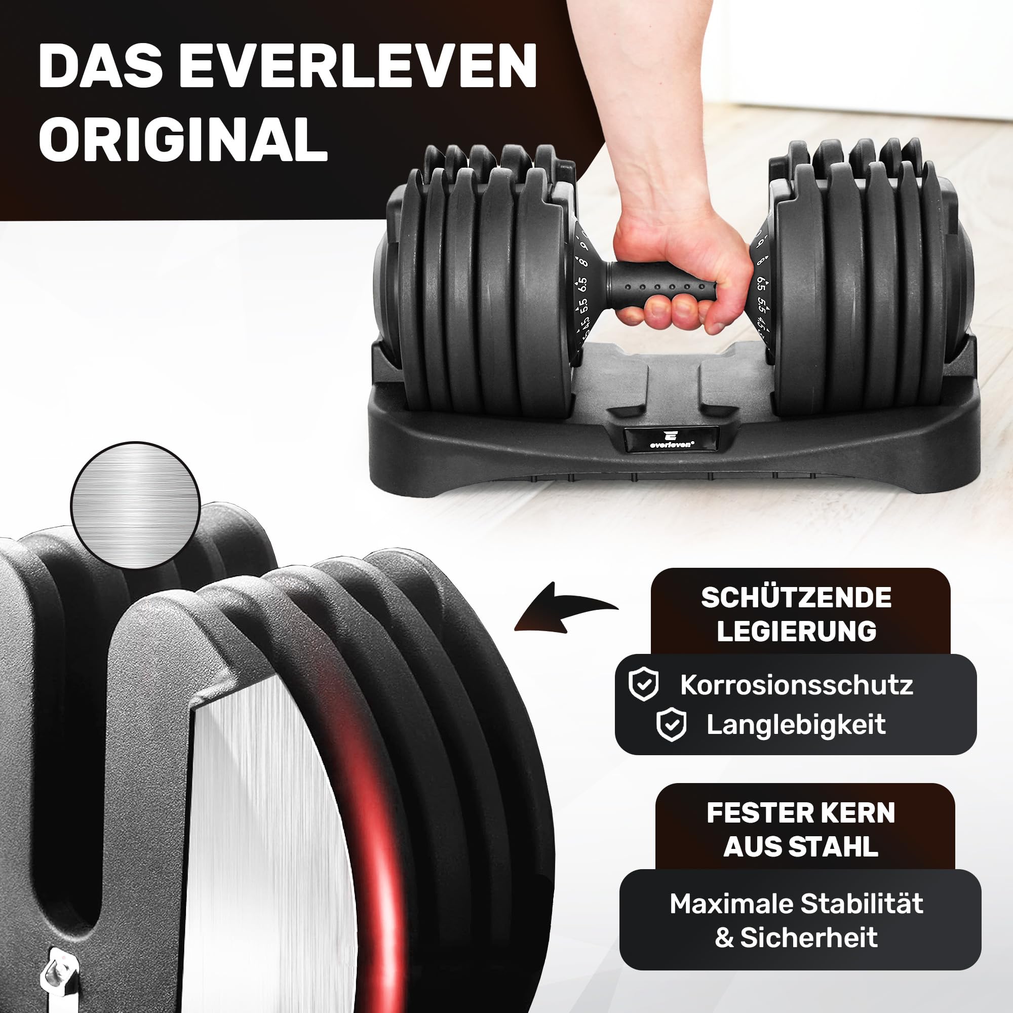 Verstellbare Kurzhantel Set | 12kg |18kg | 24kg | 40kg | 15 Gewichtseinstellungen | Einzelhantel | Verstellbare Kurzhantel | einstellbar und platzsparend [FIX LOCK] Gewichte für Homegym Krafttraining