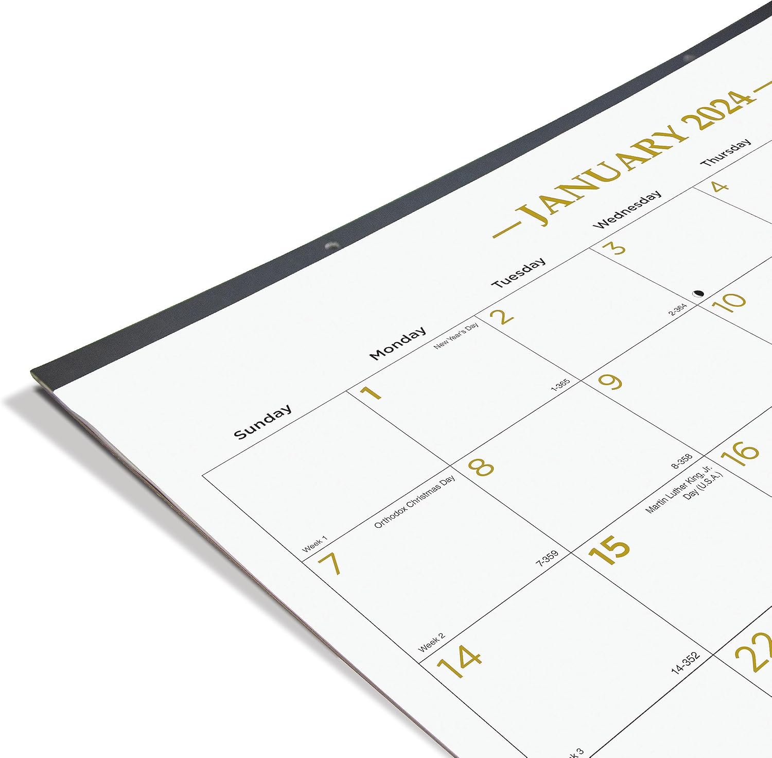 Blueline 2024 Gold Collection Monthly Desk Pad Calendar, 12 Months, January to December, 22" x 17", Classic Gold, English (C199003-24)