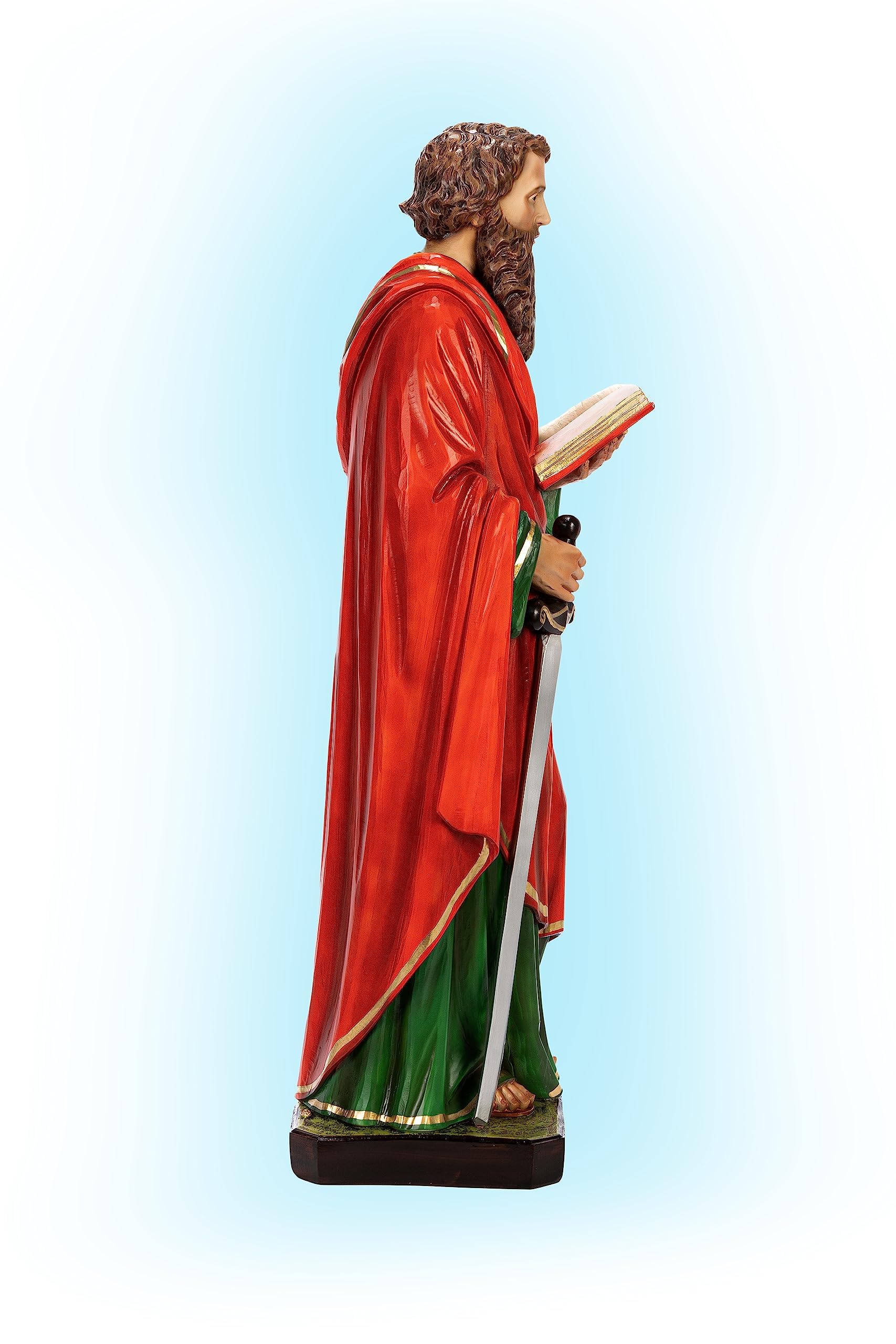 OVUNQUE PROTEGGIMI Statua di San Paolo 60 cm (23,62'') in resina dipinta a mano adatta per interni ed esterni. Prodotto artigianale italiano (occhi dipinti)