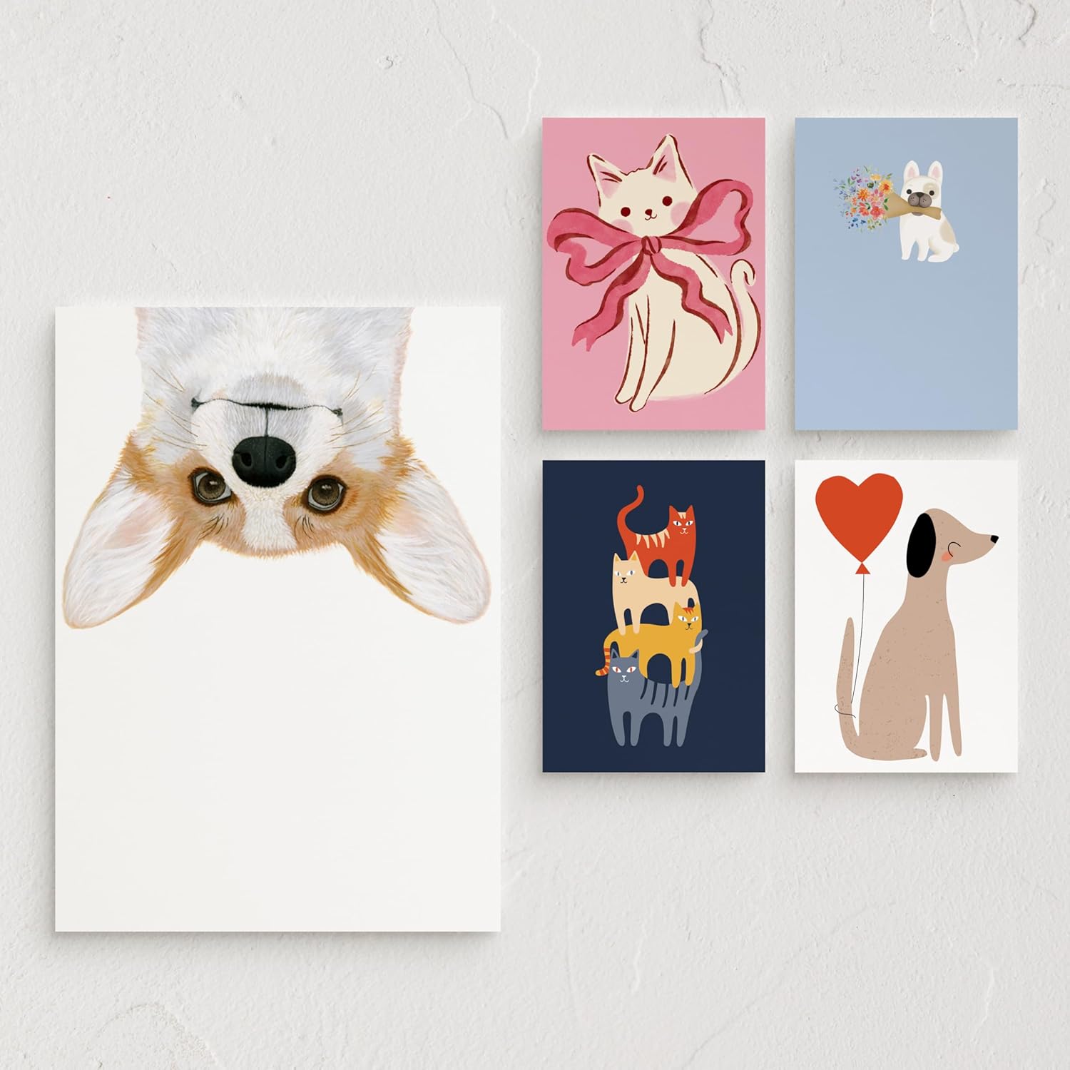 Minted Watercolor Hearts Greeting Cards – 5 Pack of Folded 5x7 Blank Note Cards with Matching Envelopes | All Occasion Stationery Set for Birthdays, Anniversaries, Weddings, Love Notes