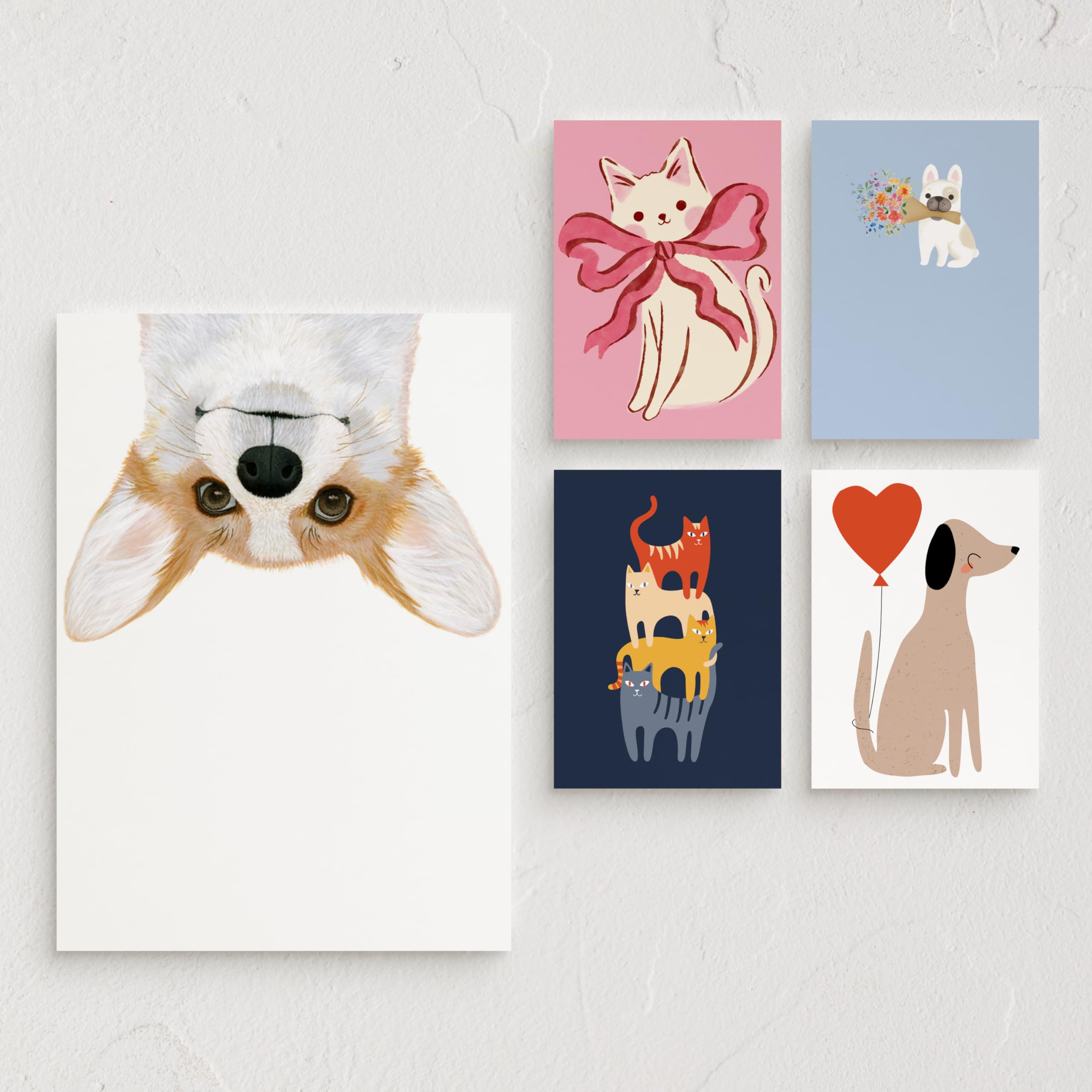 Minted Pets Greeting Cards Pack, Set of 5, Blank Note Cards with Envelopes, Chic, Stylish & Curated Folded Blank Stationery Cards with Envelopes,