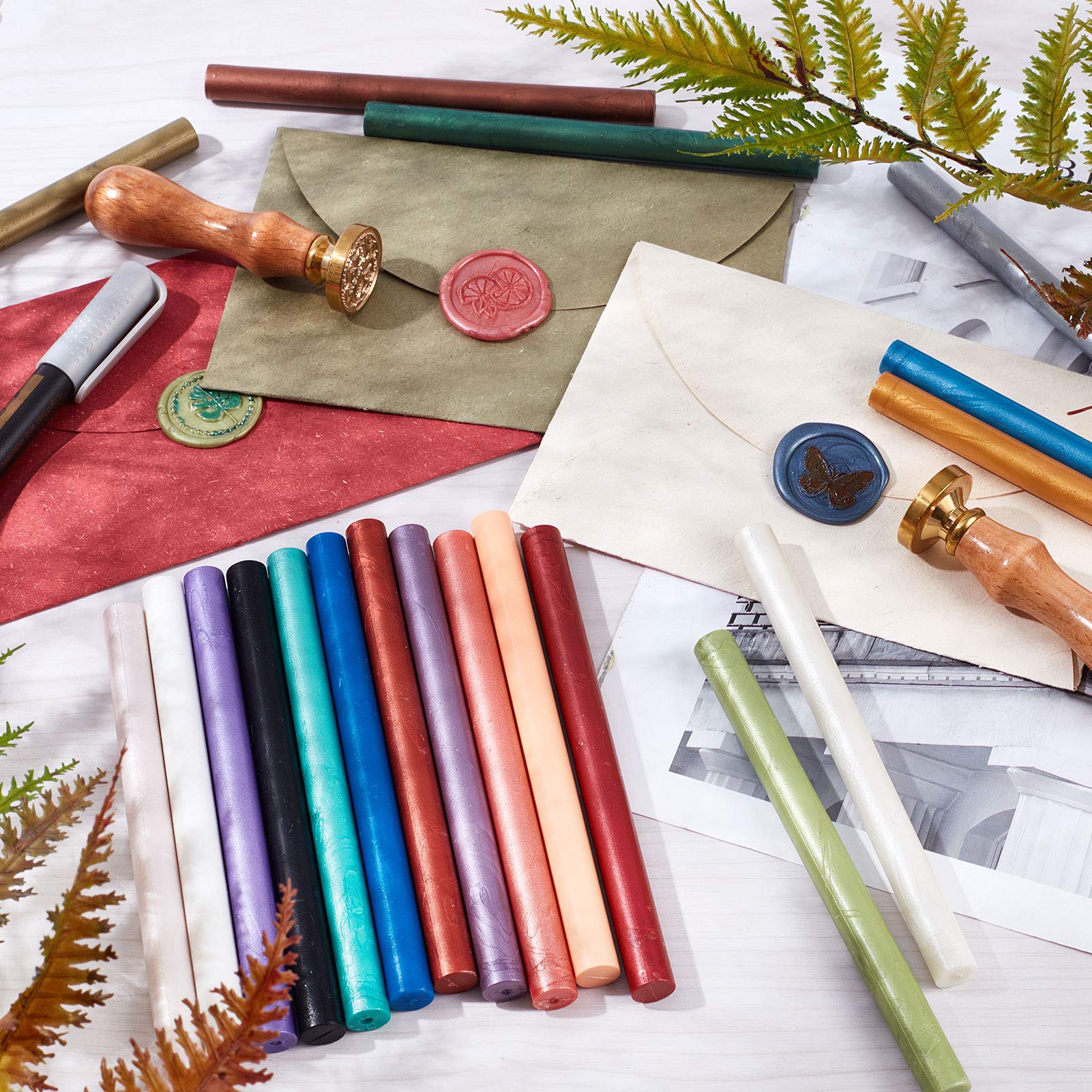 CRASPIRE 20 Stück Klebepistole Siegel Wachsstifte 11mm Für Vintage Wachs Siegelstempel Und Brief Einladungskarten Weinflasche Geschenkpaket Dekoration (Bronze)