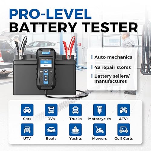 Miniatura 7 de Probador de batería de automóvil 12V 24V 100-2000CCA batería de plomo-ácido, probador de alternador TOPDON BT300P, probador de carga, con impresora