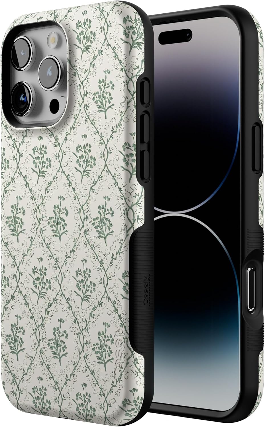 Casely iPhone 16 Pro Case | Sage Tapestry | Floral Vines | Bold Protective Design | Compatible with MagSafe - Image 2
