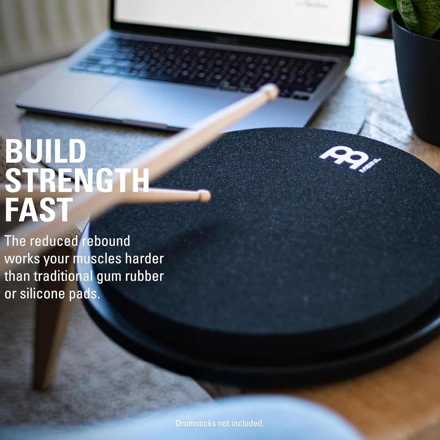 12" Marshmallow Drum Practice Pad for Ultra-Quiet Sticking, Medium Rebound and Mountable on Cymbal Stands