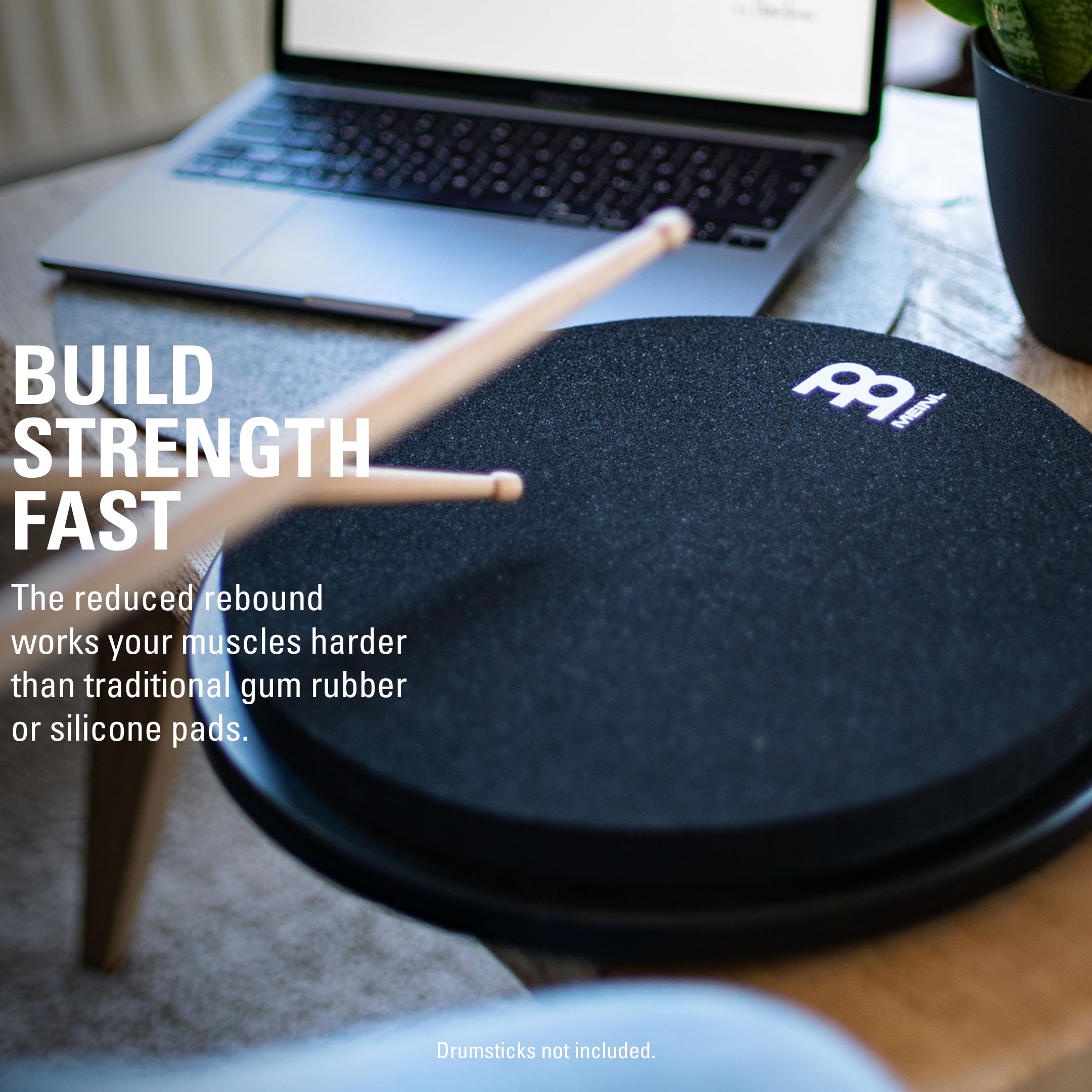 Meinl Cymbals 12" Marshmallow Drum Practice Pad Ultra-Silenzioso Rimbalzo Medio Nero Montabile su Asta Piatto MMP12BK