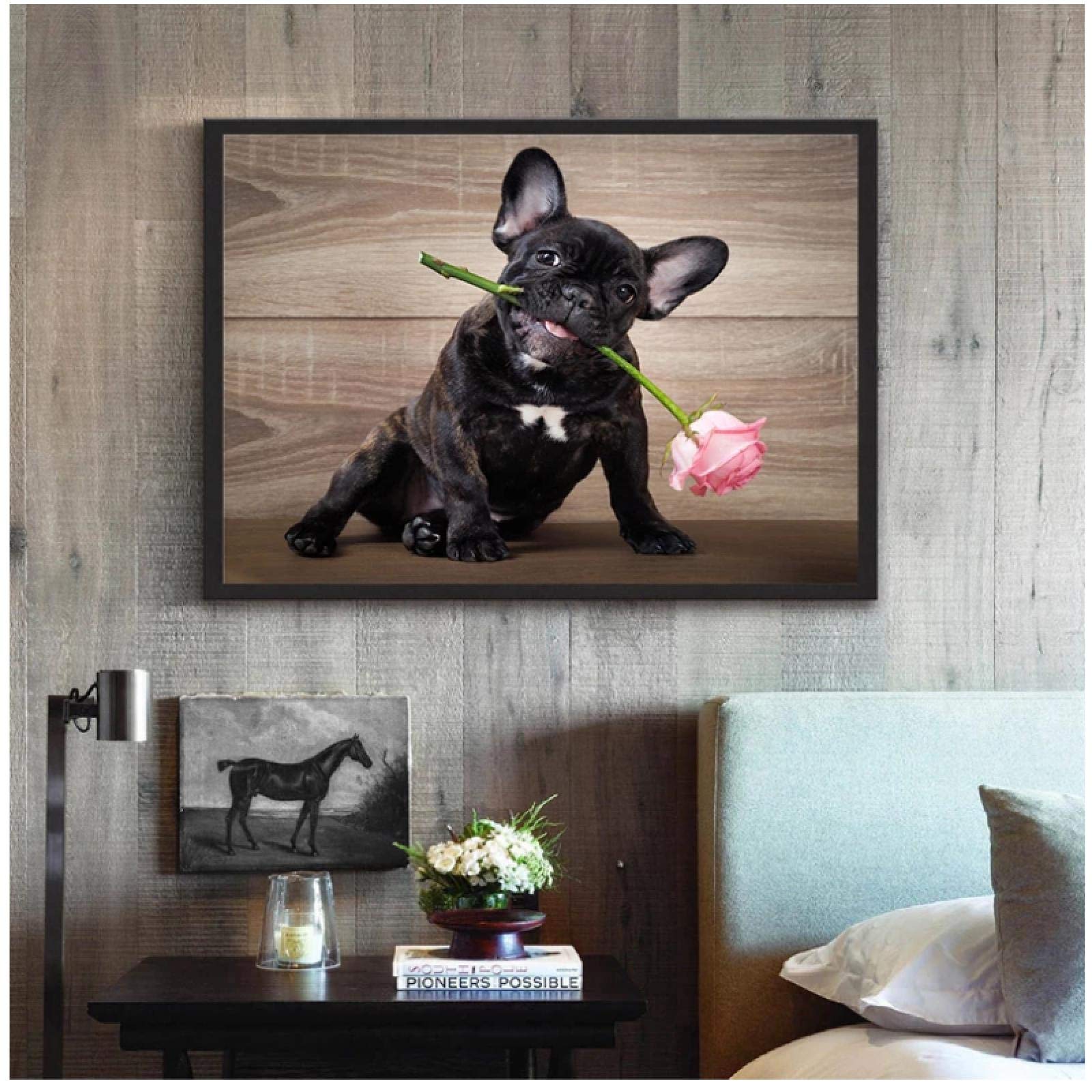 Amazon｜動物の帆布の絵、かわいい犬のモダンなフレンチブルドッグの