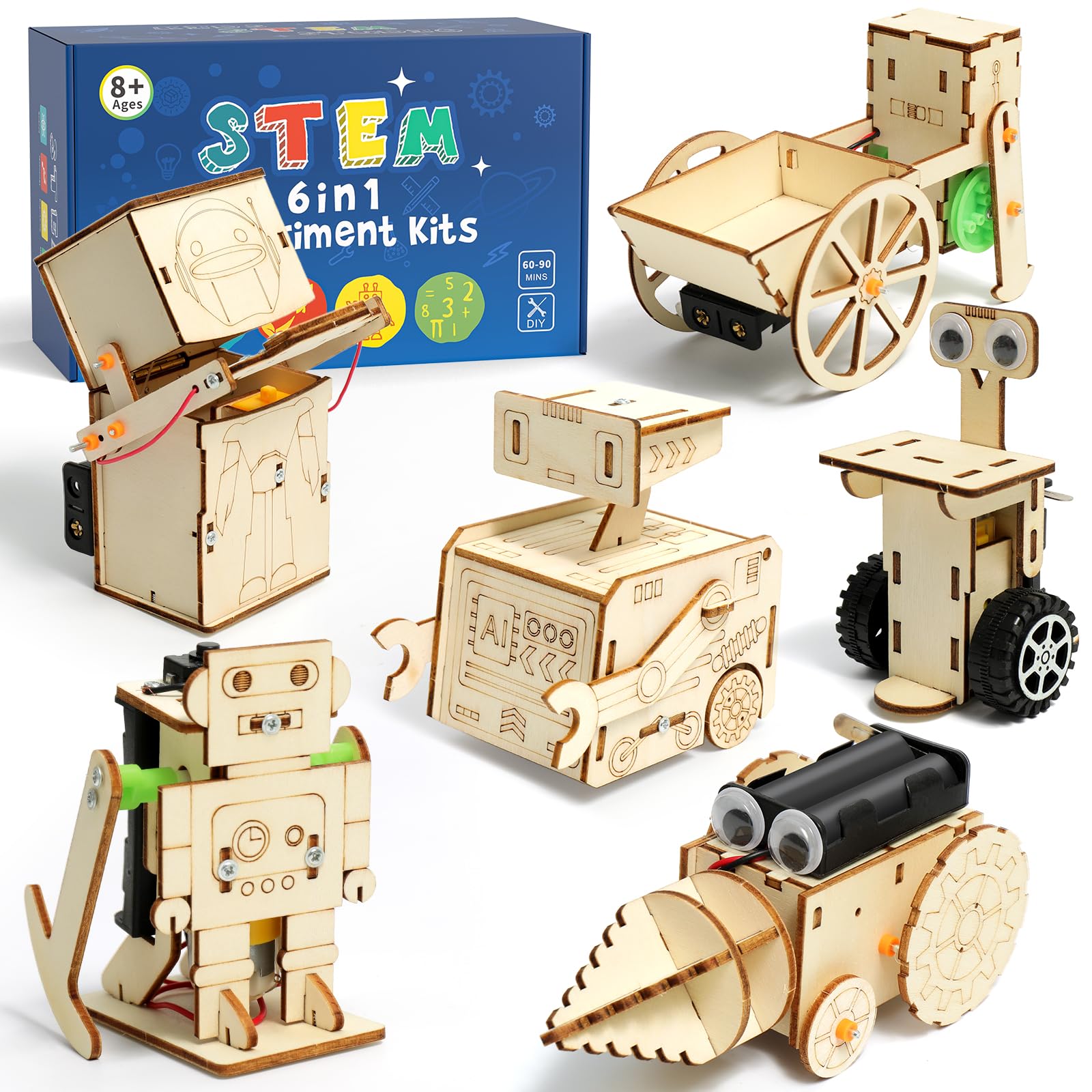 Experimente für Kinder ab 8 9 10 11 12 13 14, Roboter Elektronik Baukasten, Experimentierkasten, Elektro Baukasten für Kind, Holz Bausatz Kinder Spielzeug Geschenke ab 8 9 10 11 12 13 14 Jahre Jungen