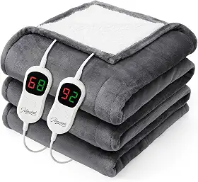 Homemate Cobertor Elétrico Aquecido Tamanho Queen - 84"X90" Cobertor de Cama de Aquecimento com 10 Níveis de Aquecimento 8 Horas de Desligamento Automático Aquecimento Rápido Proteção Contra Superaque