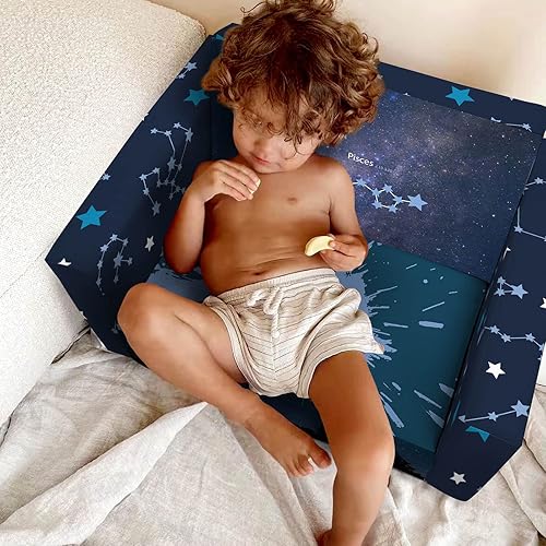 Miniatura 24 de Sofá y tumbona convertible 2 en 1 para niños, sofá abierto con cielo estrellado, silla para niños y niñas 09.23 - 10.22 (Libra),01.20 - 02.18