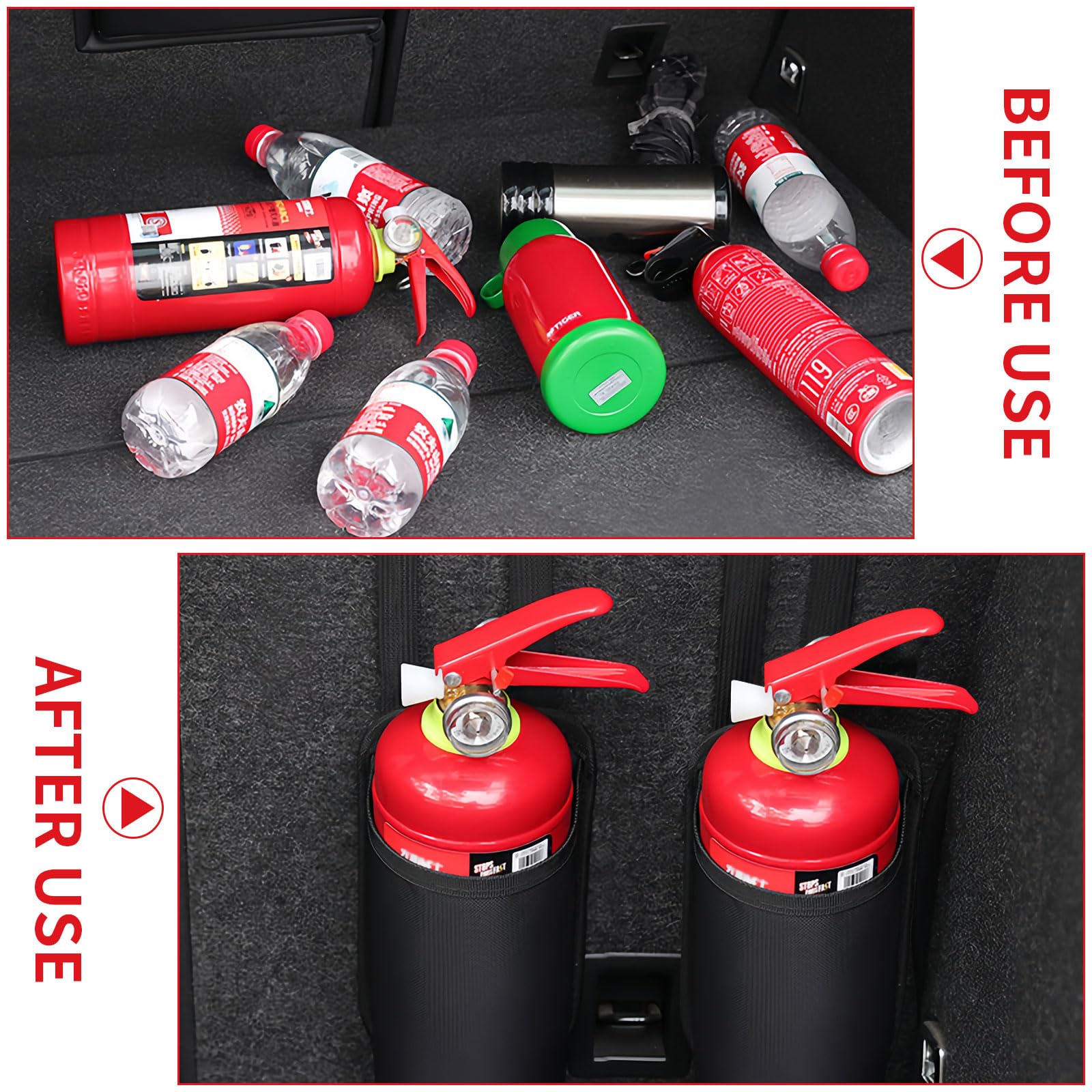 Soporte para Extintor de Incendios, Bolsa Colgante de Almacenamiento para Incendios para Bebidas, Teléfonos, Paraguas, con 4 Pegatinas Mágicas de tres Tamaños con Correas Fijas
