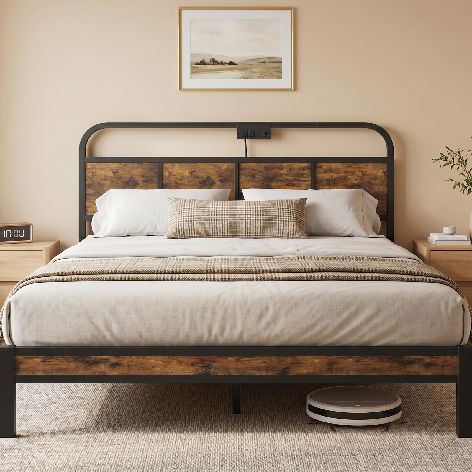 YATINEY Queen Headboard, Slim Board Save Space Headboard with Power Outlet | Met - product photo