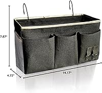 Vista 6 de Organizador de almacenamiento colgante para literas y camas de hospital, cama de dormitorio universitario, se puede colocar lentes, libros, Negro