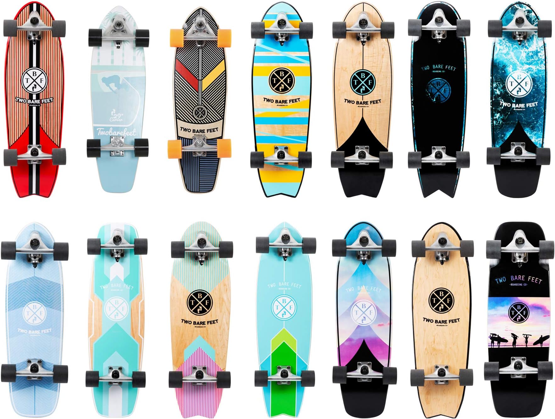 Two Bare Feet Complete Carving Style Surfskate Skateboard 28"/ 29" / 30" / 31" / 32"