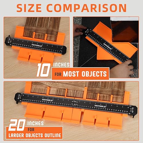 Miniatura 2 de VEITORLD Medidor de contorno conectable (10 + 10 pulgadas), duplicador de perfil con cerradura, día del padre, regalos de cumpleaños únicos para