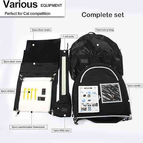Miniatura 2 de Mispace - 2 portadores portátiles para mascotas para gatos, condominio plegable para gatos para viajes en automóvil, jaula de exposición, con bolsa