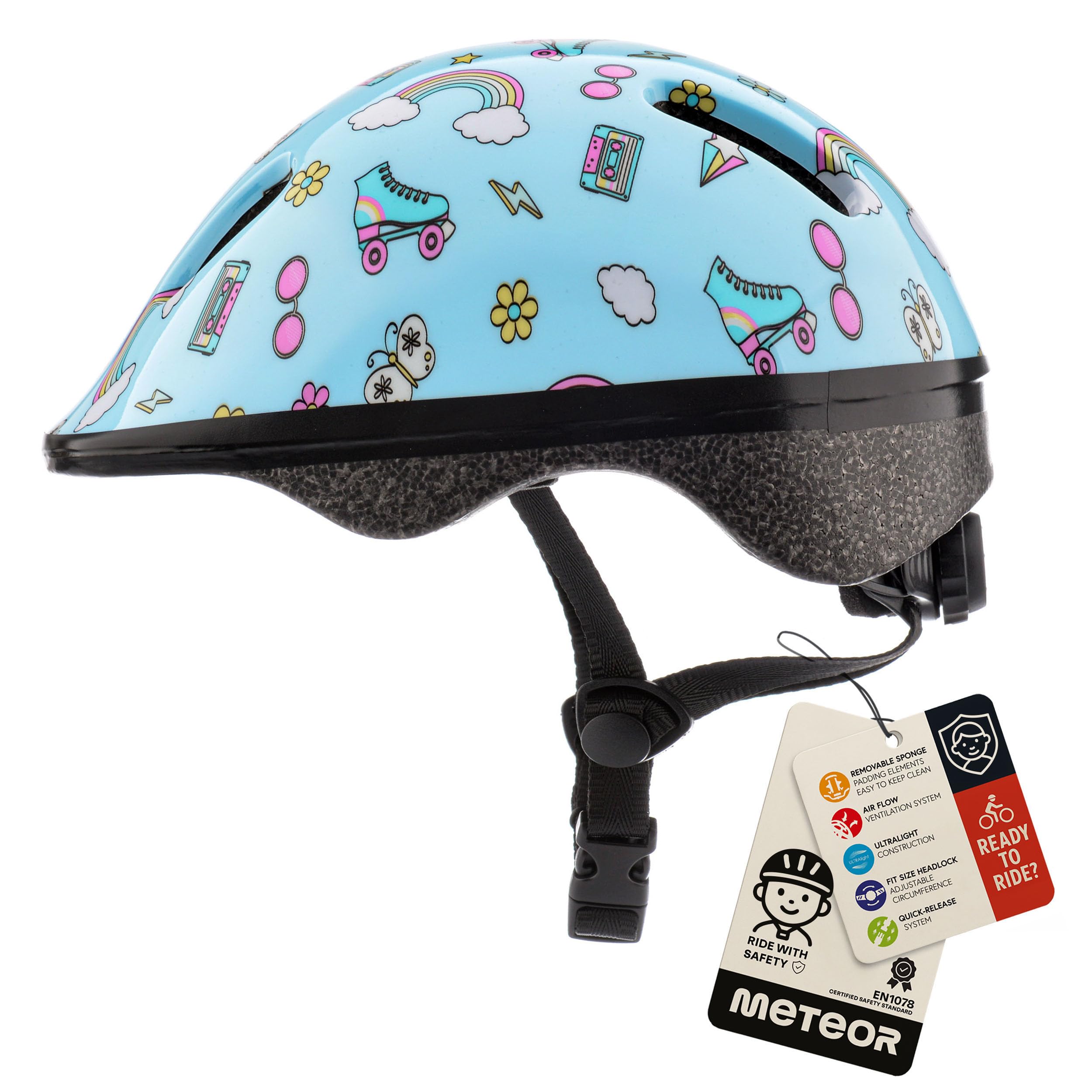 Bike Helmet For Baby, Kids, Boys, Girls - Cycling Safety Small Sizes Child MTB Bike Bicycle Skateboard Scooter Lightweight Adjustable Breathable - MV6-2 - Size: S XS 44-48 cm - Motif : Rainbow