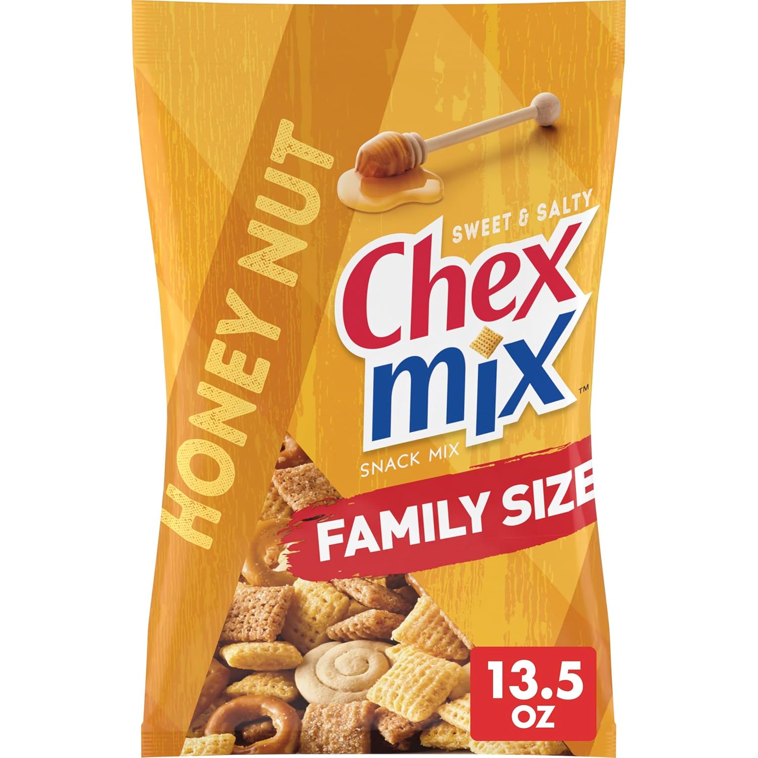 Chex Mix Honey Nut Sweet and Salty Snack Mix, Snacks, Family Size, 13.5 oz Honey Nut 13.5 Ounce (Pack of 1)