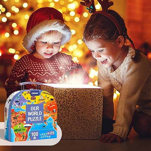 Miniatura 4 de Mideer Rompecabezas de dinosaurios para niños de 3 a 5 años, 104 piezas de rompecabezas de gran tamaño con caja de regalo de mano, juguetes de