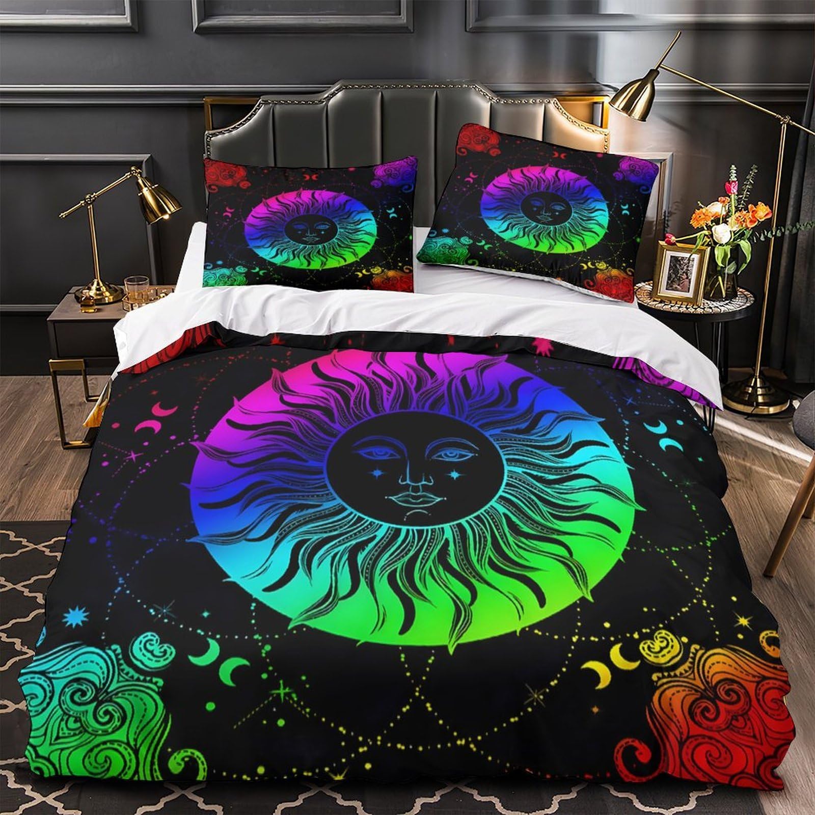 Housse de couette fleurs de protéa parure de lit 3D imprimée microfibre 200x200cm pour fille