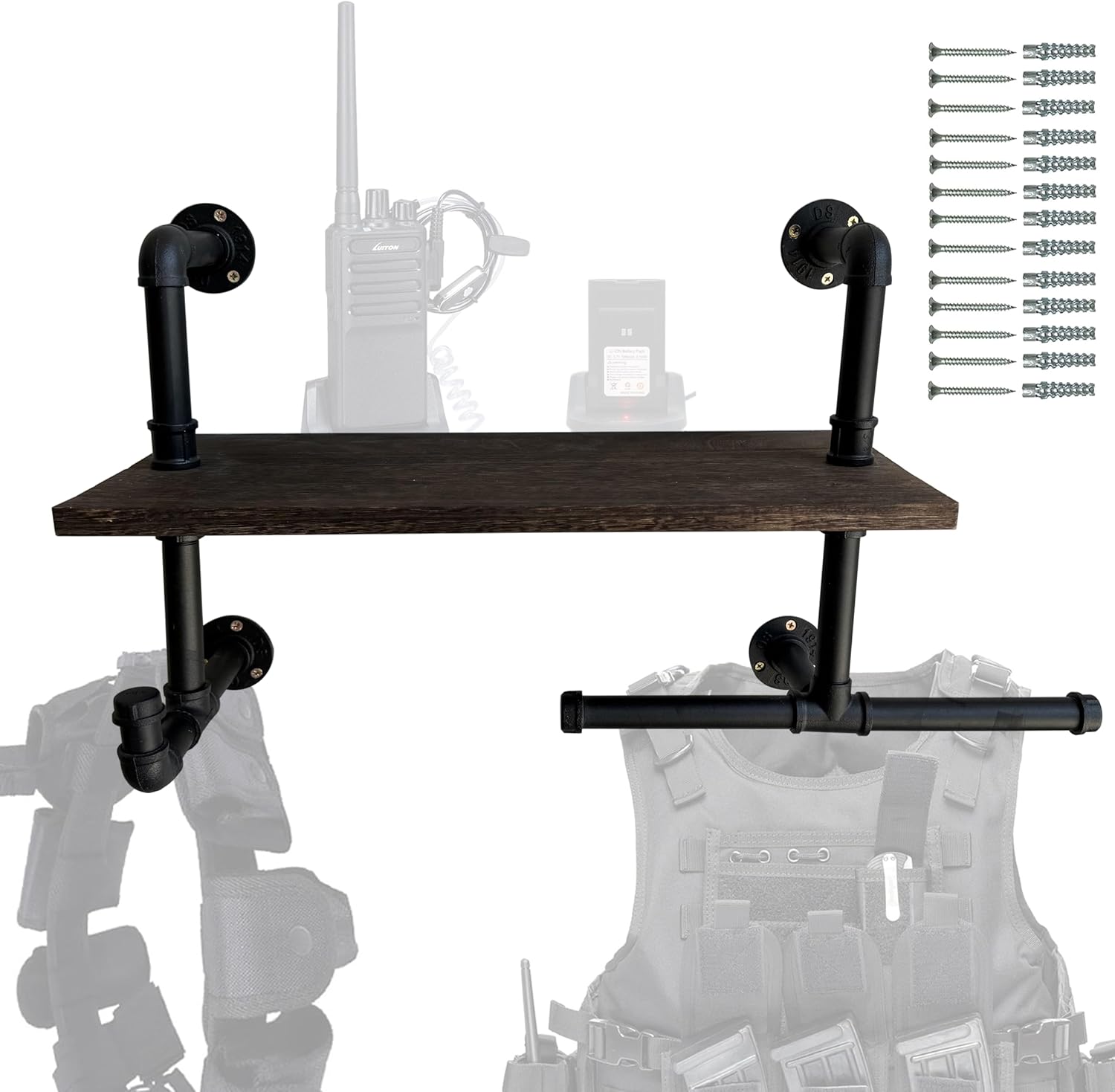 Heavy-Duty Tactical Gear Rack Wall Mount Hanger & Hook for Police,Motorcycle,Cycling,Football Suit(1 Set)