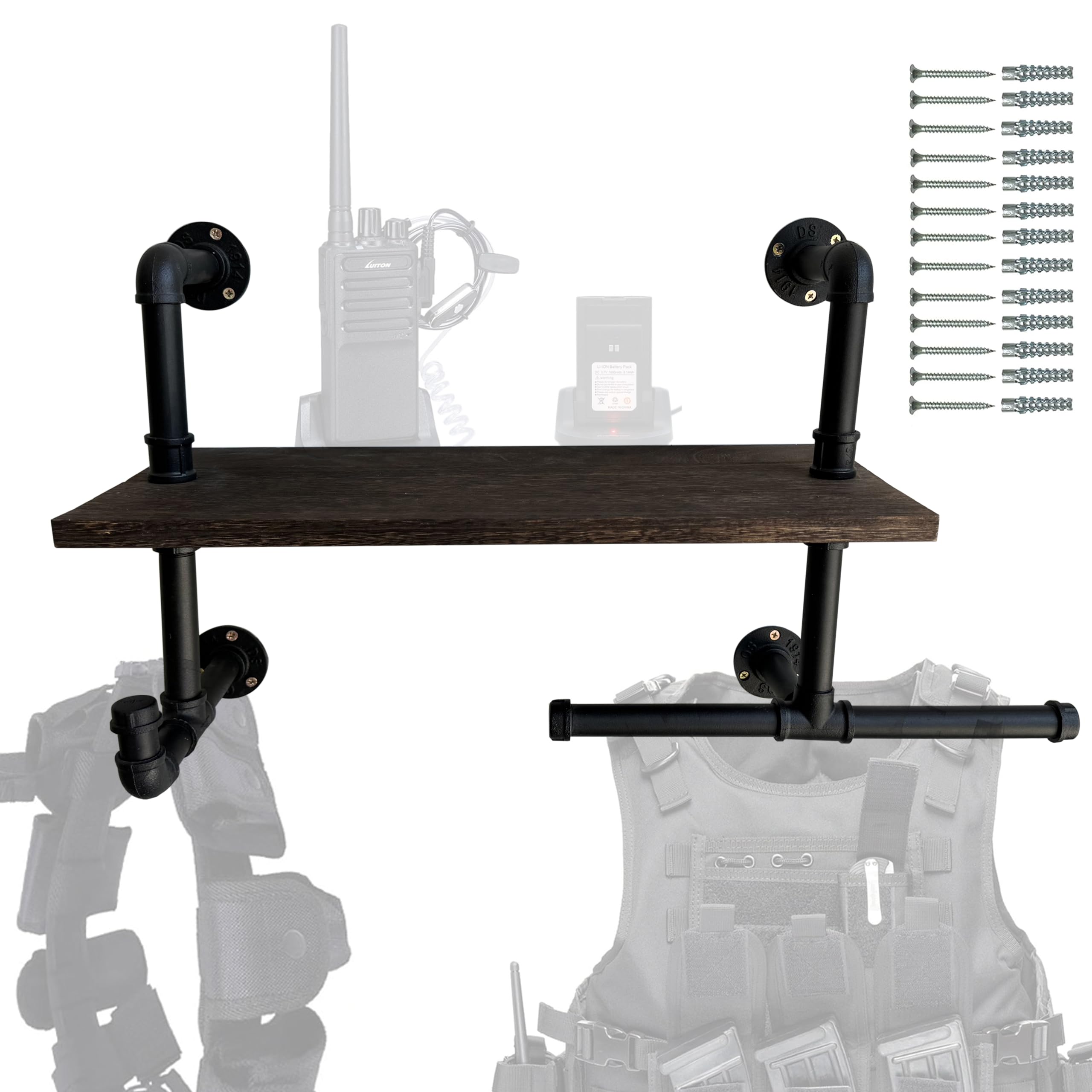 Heavy-Duty Tactical Gear Rack Wall Mount Hanger & Hook for Police, Motorcycle, Cycling, Football Suit