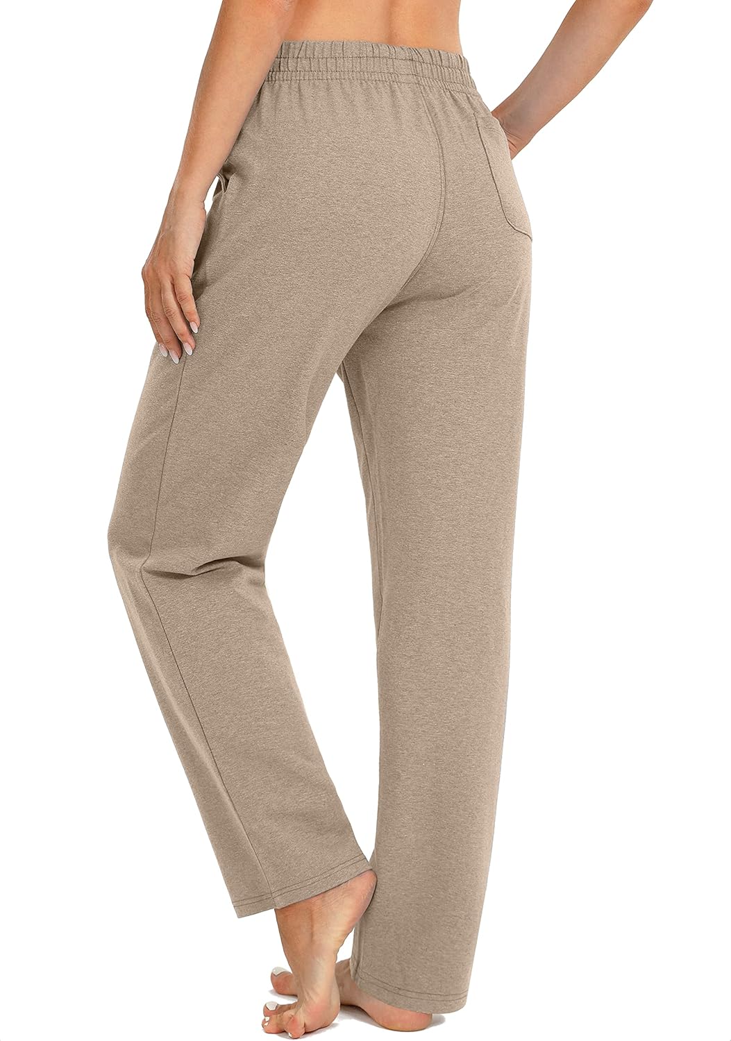 SANTINY Women's Cotton Sweatpants Yoga Lounge Casual Pants Open Bottom Sweat Pants for Women with Pockets - Image 3