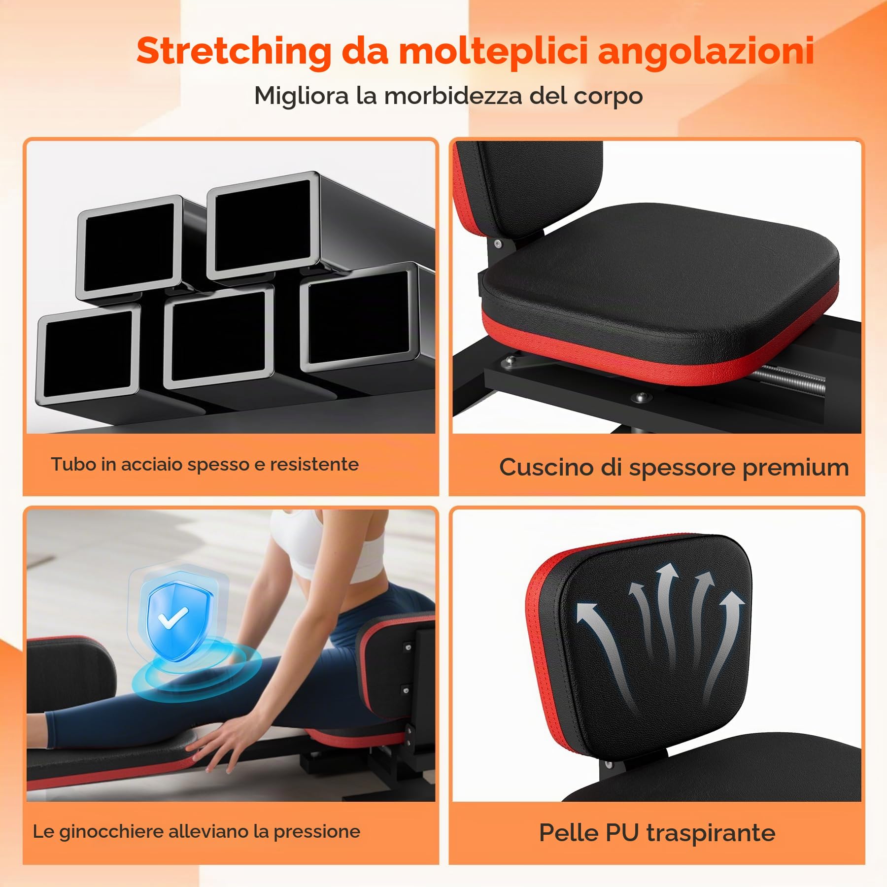 NArra Macchina per allungamento Gambe Regolabile 150kg - Spaccagambe in Acciaio Robusto per Yoga, Palestra e flessibilità - Adatto per Adulti e Bambini - Rilassa rigidità Anca
