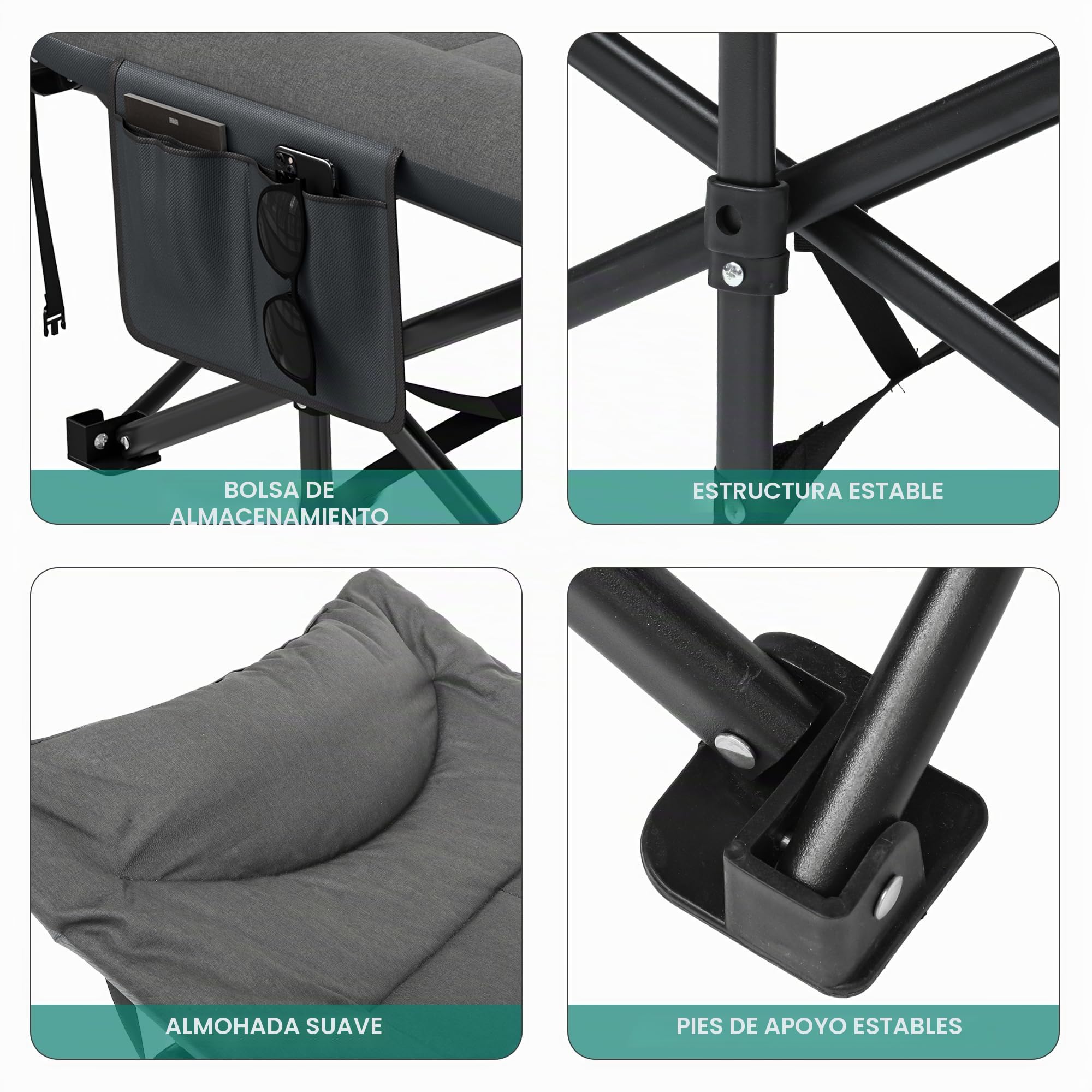 YITAHOME Cama de Camping Plegable con Cojín, Cama de Campamento Portátil & Resistente para Trabajo Pesado, Catre Plegable Camping con Capacidad de 250 kg para Viajes/Oficina/Exterior, Gris