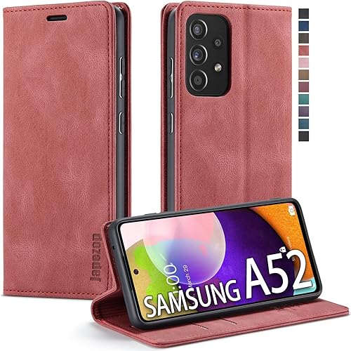 Miniatura 10 de Funda para Samsung Galaxy A52 5GA52s 5G, Samsung Galaxy A52 5G con tarjetero bloqueo RFID atril magnético, funda de cuero con tapa para Samsung