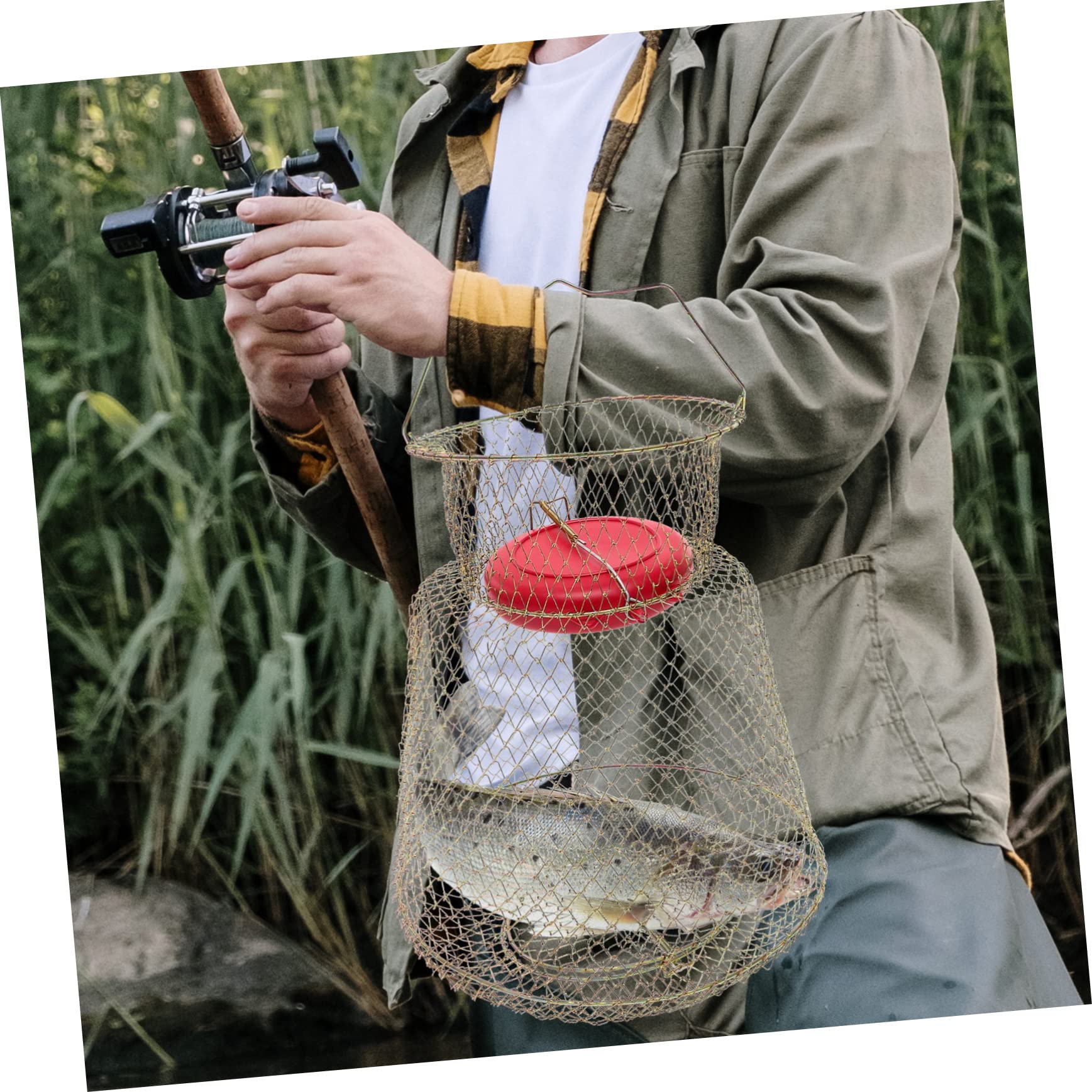 Fischkorb Fischernetz Tragbarer Angelkäfig Angelköderfallen Fischortungsnetz Großes Fassungsvermögen Fischnetz Fischnetze Zum Angeln Fischortungsnetz Angelnetz Fangnetz