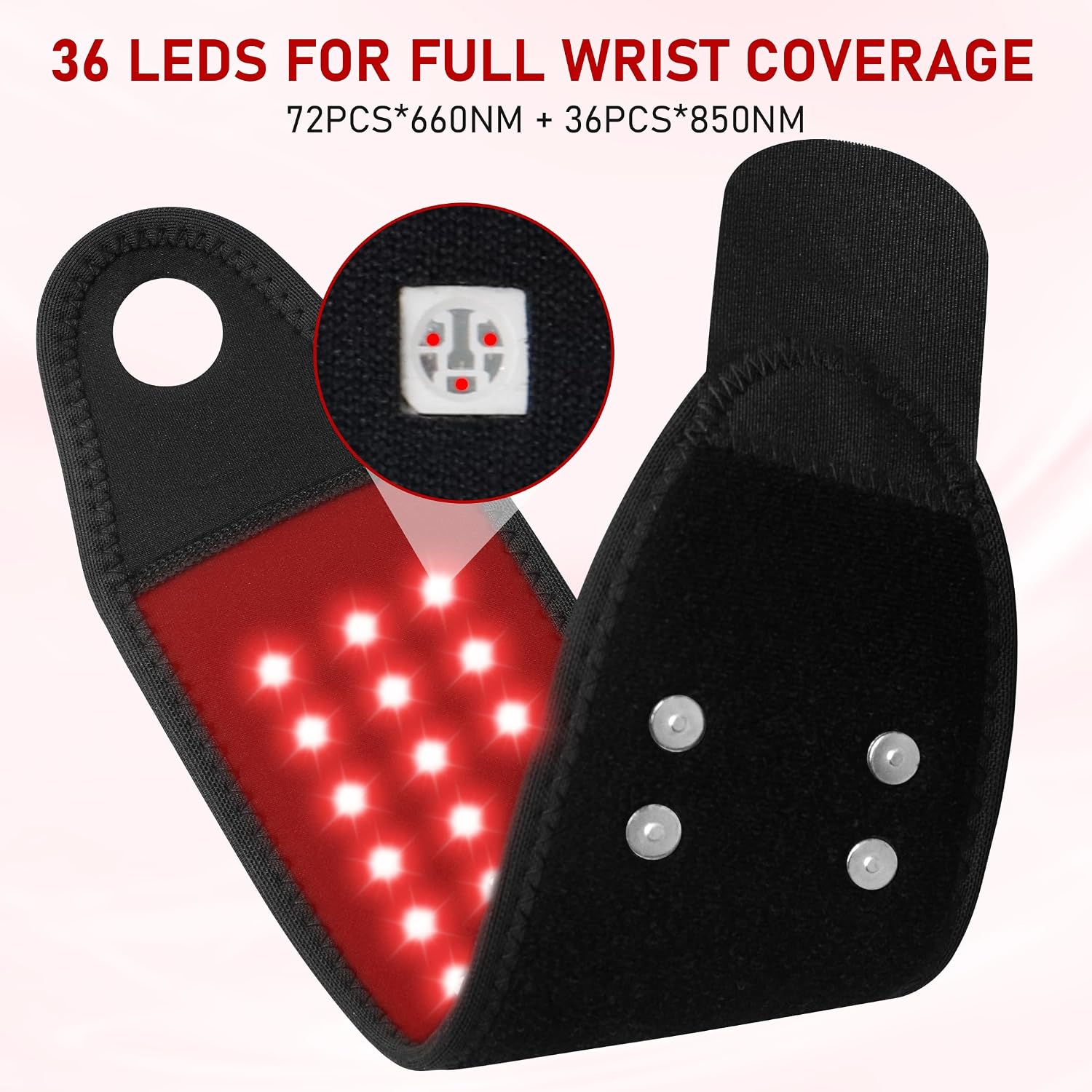 Red Light Therapy Wrist Wrap for Hand Pain Relief, 2000mAh Wireless Controller with Heat & Massage, Wearable Near Infrared Wrist Brace with 36 Red Light Beads for Faster Recovery