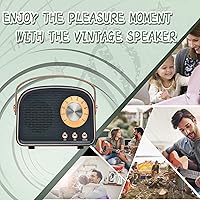 Vista 2 de Altavoz Bluetooth retro, altavoz inalámbrico vintage, altavoces Bluetooth portátiles inalámbricos para exteriores, compatible con emparejamiento