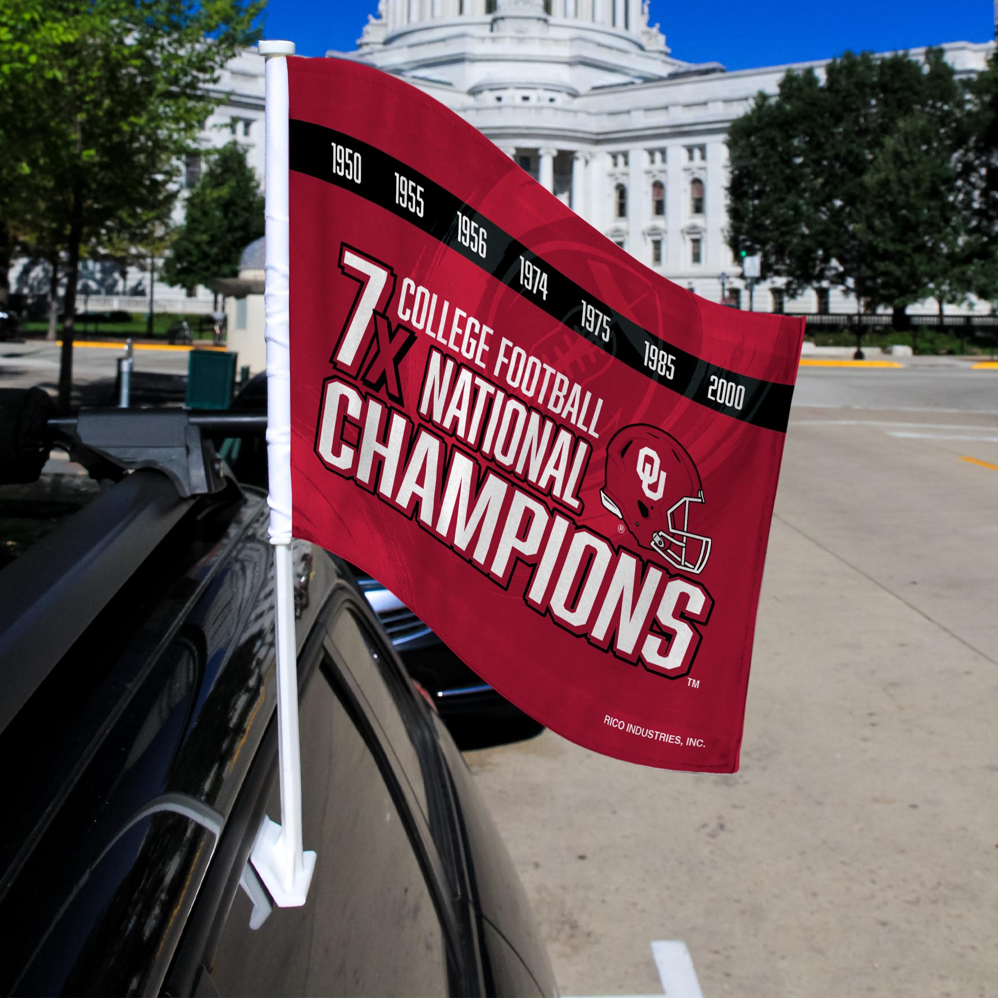 Rico Industries NCAA Oklahoma Sooners Champ Double Sided Double Sided Car Flag - 16