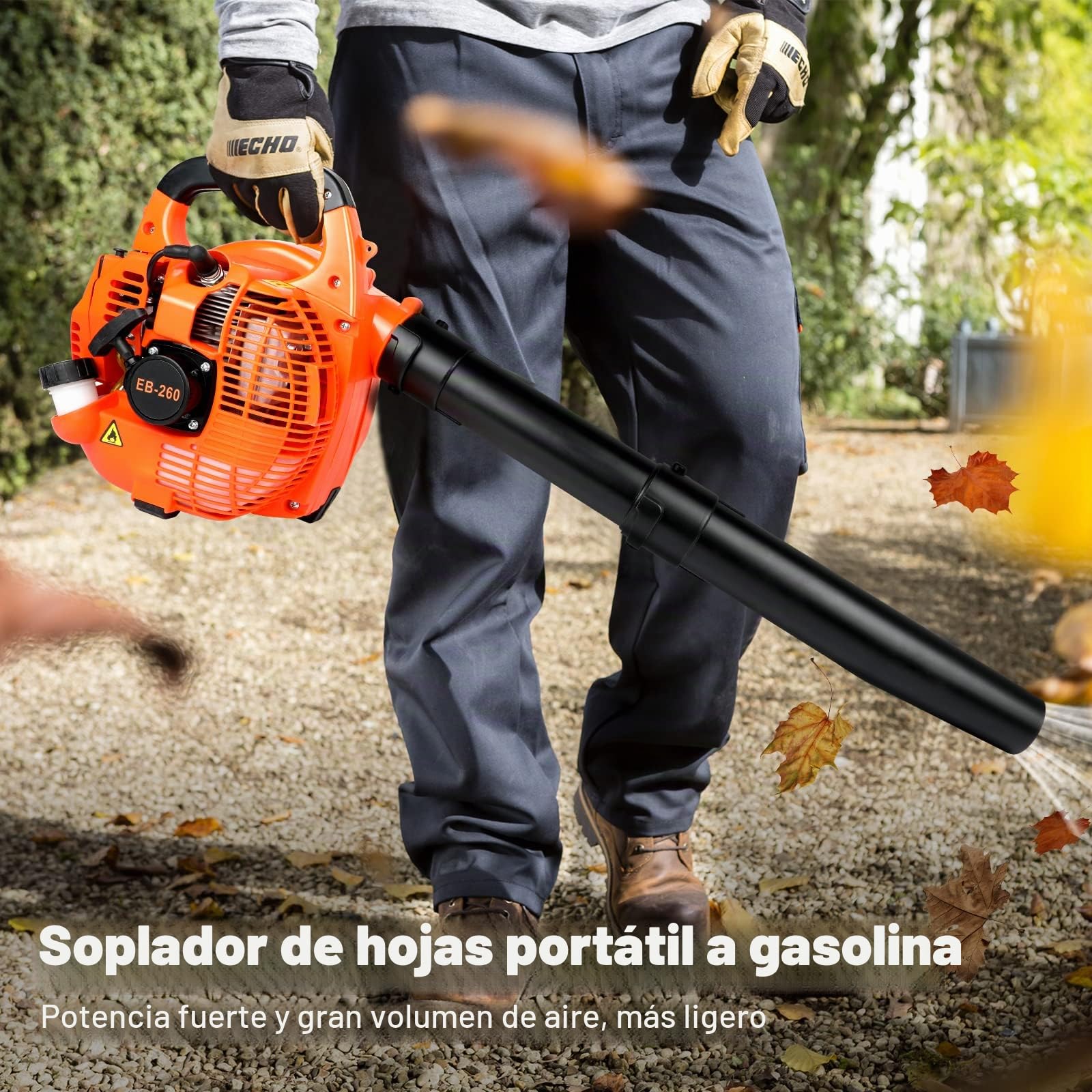ASUNCELL Soplador de Hojas de Gasolina, hasta 270 km/h, portátil, Ligero, soplador de Hojas de Mano de 25.4cc, Secador de Pelo de jardín sin Cuerda, Soplador de Motor portátil para Caminos, Jardines