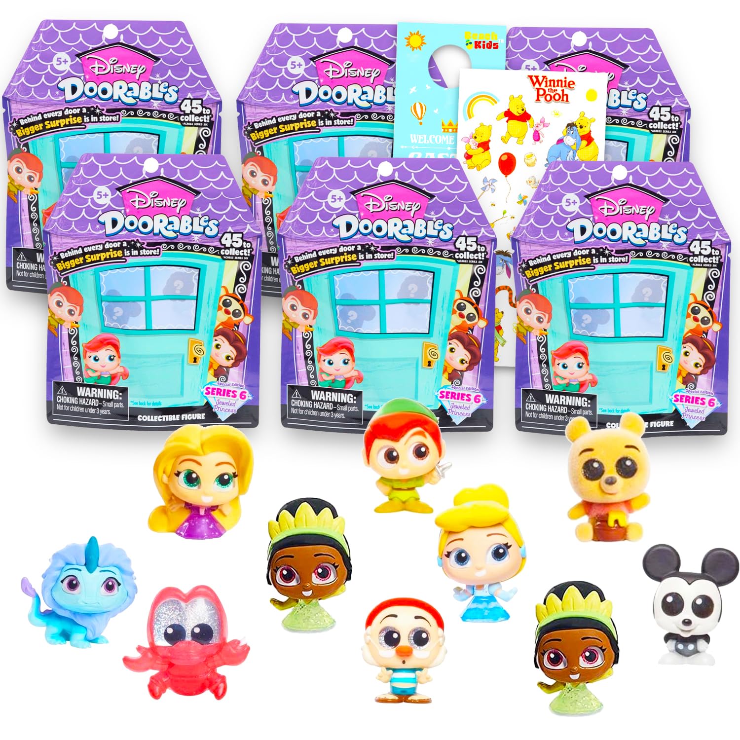 Photo 1 of ***ONLY 1 *** Disney Doorables Blind Bags Set - Bundle with 6 Disney Doorables Mini Figures for Kids, Adults Plus Stickers | Exclusive Series 6 Jeweled Princess Figures