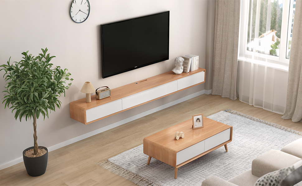 Amazon｜Wetsfgdg フラップドア付きのフロートテレビボード、木製浮遊