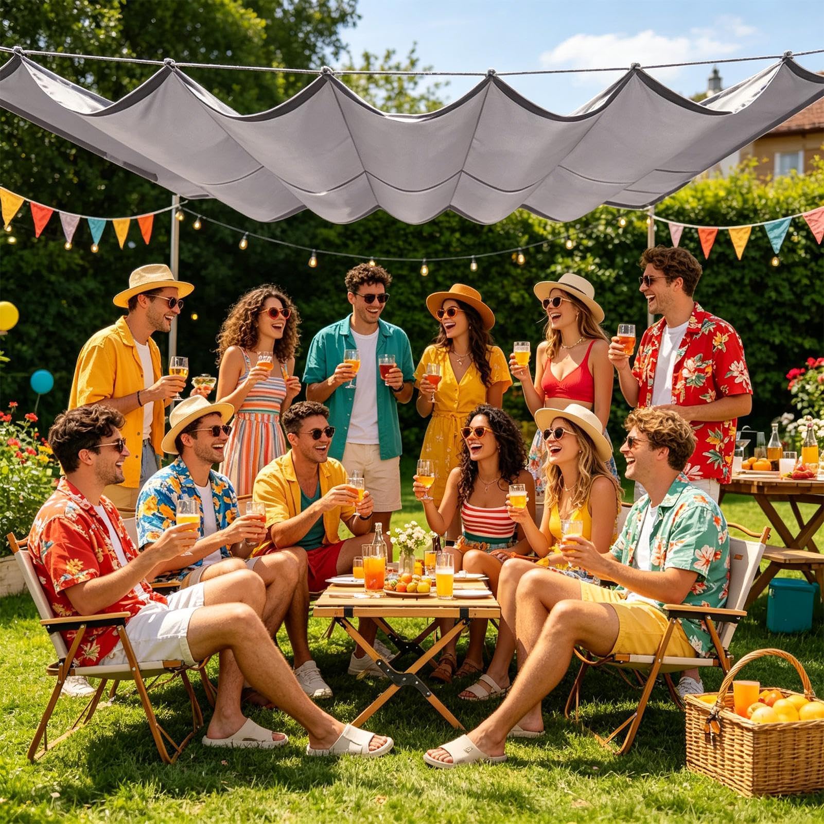 Vela Ombreggiante Retrattile Telo Parasole Impermeabile Da Giardino | Parasole In Tessuto Patio per Proprietari di Casa, Bordo Piscina, Balcone, Posto Auto Coperto, Cortile, Area BBQ, Deck,