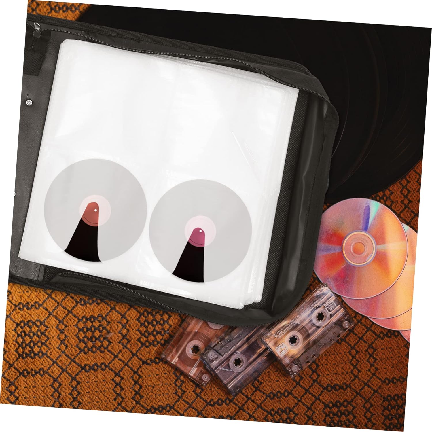 200pieces Large Capacity Cd Storage Bag Pu Faux Leather Disc Pouch Red Stylish Organizer for and DVDs for Home Car Use