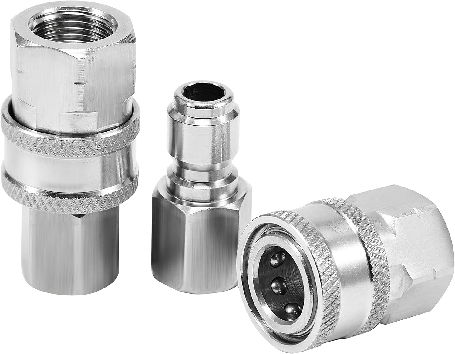 Pressure Washer Quick Connect Fittings, 3/8 Inch Adapter Set, Stainless Steel, Female Thread, 4 Pieces
