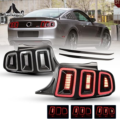 Miniatura 8 de WOLFSTORM Luz trasera LED para Ford Mustang 2010 2011 2012 2013 2014 con diseño dinámico de luz de giro de funcionamiento, montaje de repuesto de