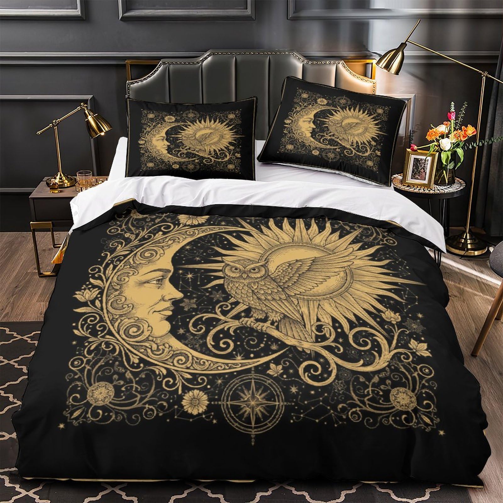 Visage lunaire 3d imprimé drap de couette microfibre 260x220 cm
