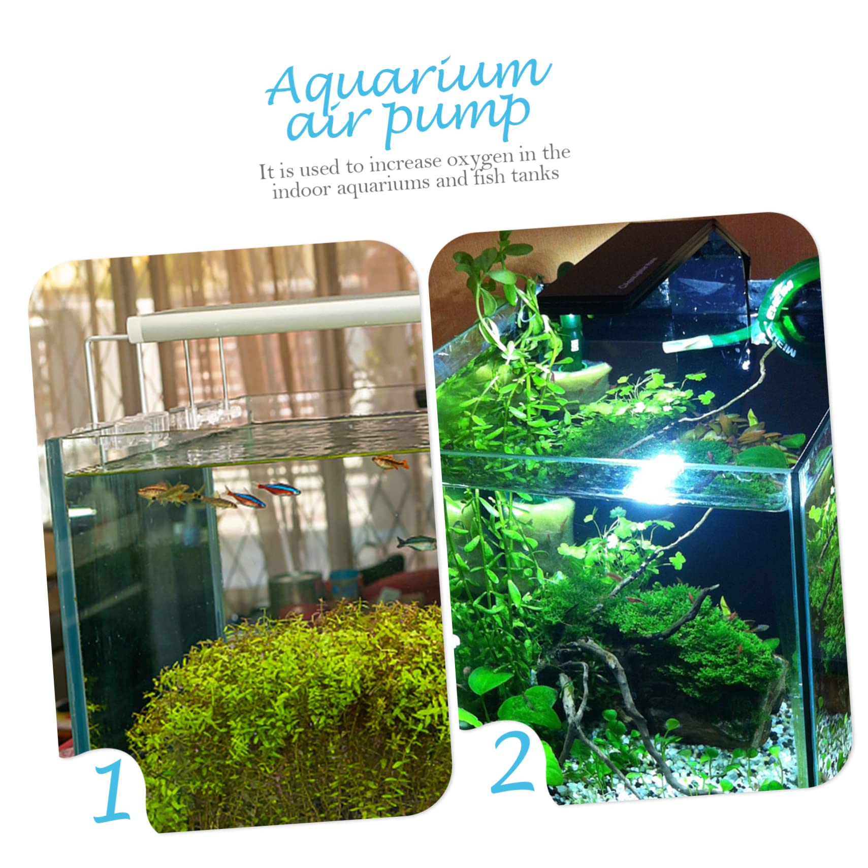 POPETPOP Bomba de oxigeno para pecera Agua Limpiador revestimientos Piscina Recargable Accesorios pecera Suministro Bomba de oxigeno Pesca Suministro de Pesca Metal Blue
