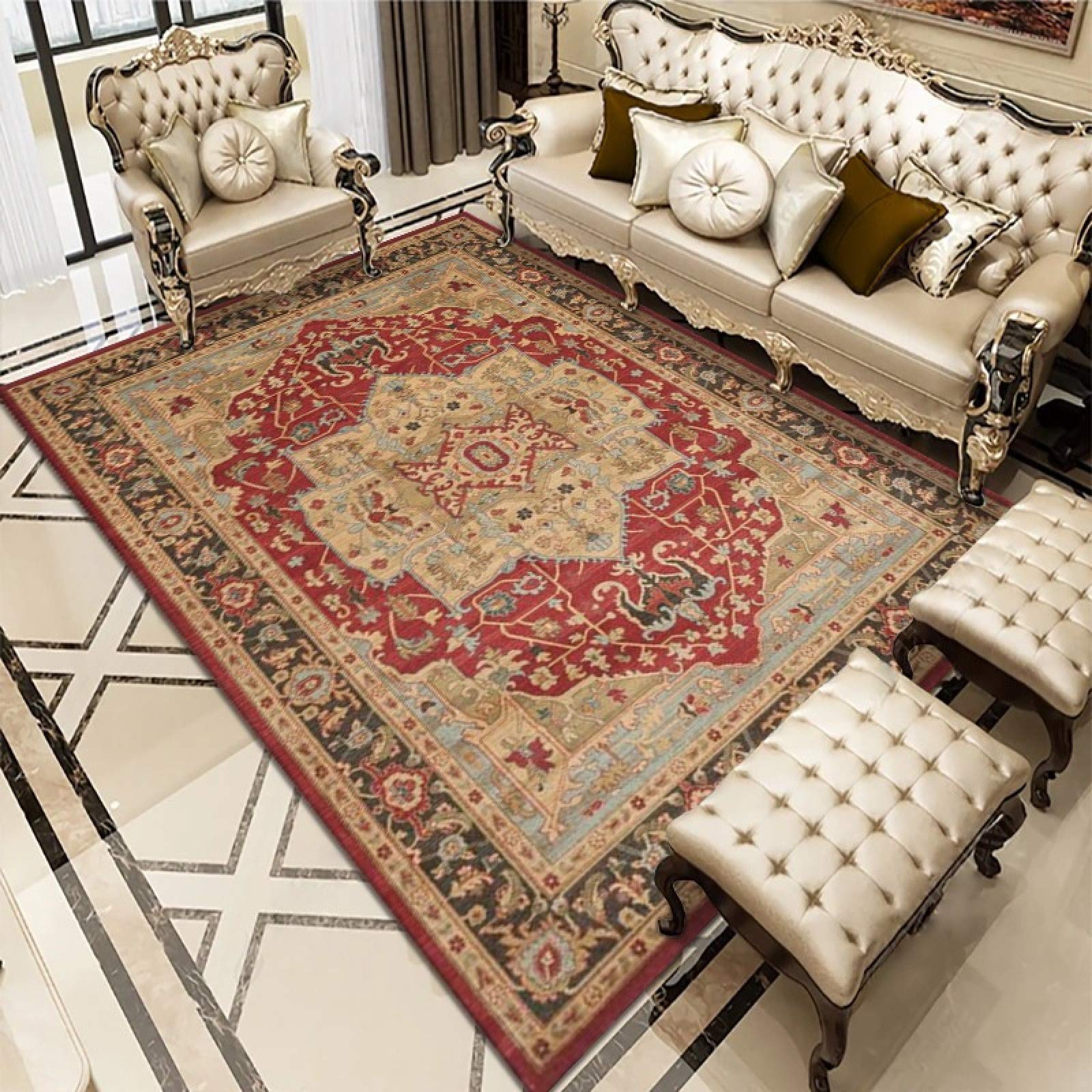 Tapis ethnique vintage de l'Europe du Nord 180x280 cm doux et lavable
