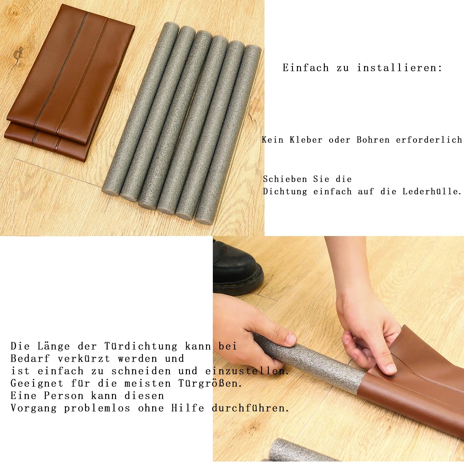 Türdichtung Mit Bürste - Zugluftstopper 96cm Für Innentüren