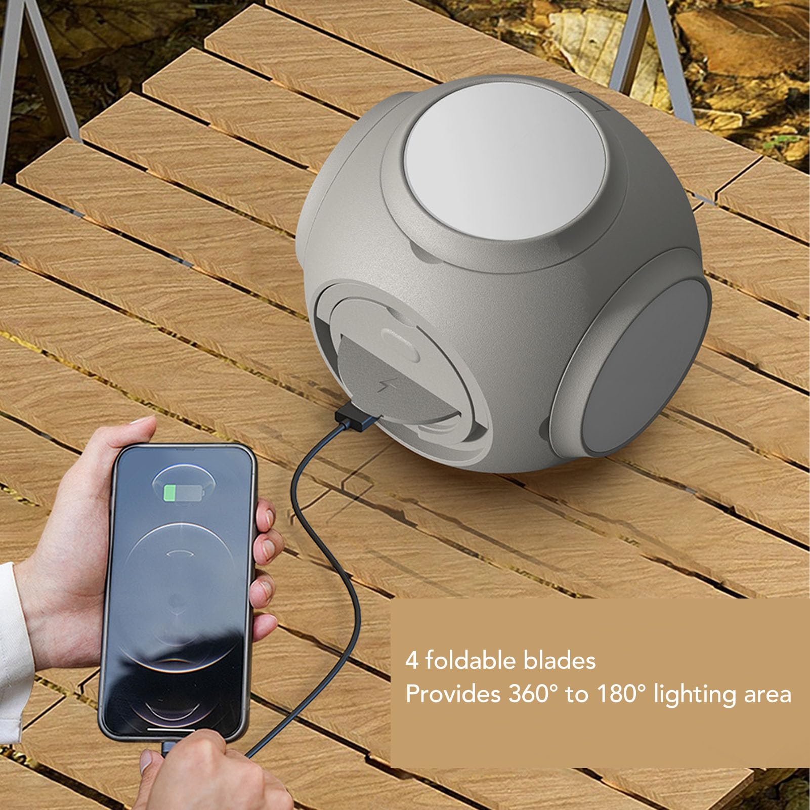 TOPINCN Lanterna da Campeggio Pieghevole, Power Bank Ricaricabile da 10000 MAh con 5 modalità di Illuminazione, Attenuazione Continua e Torcia Elettrica, per Escursionismo, Pesca, Tenda