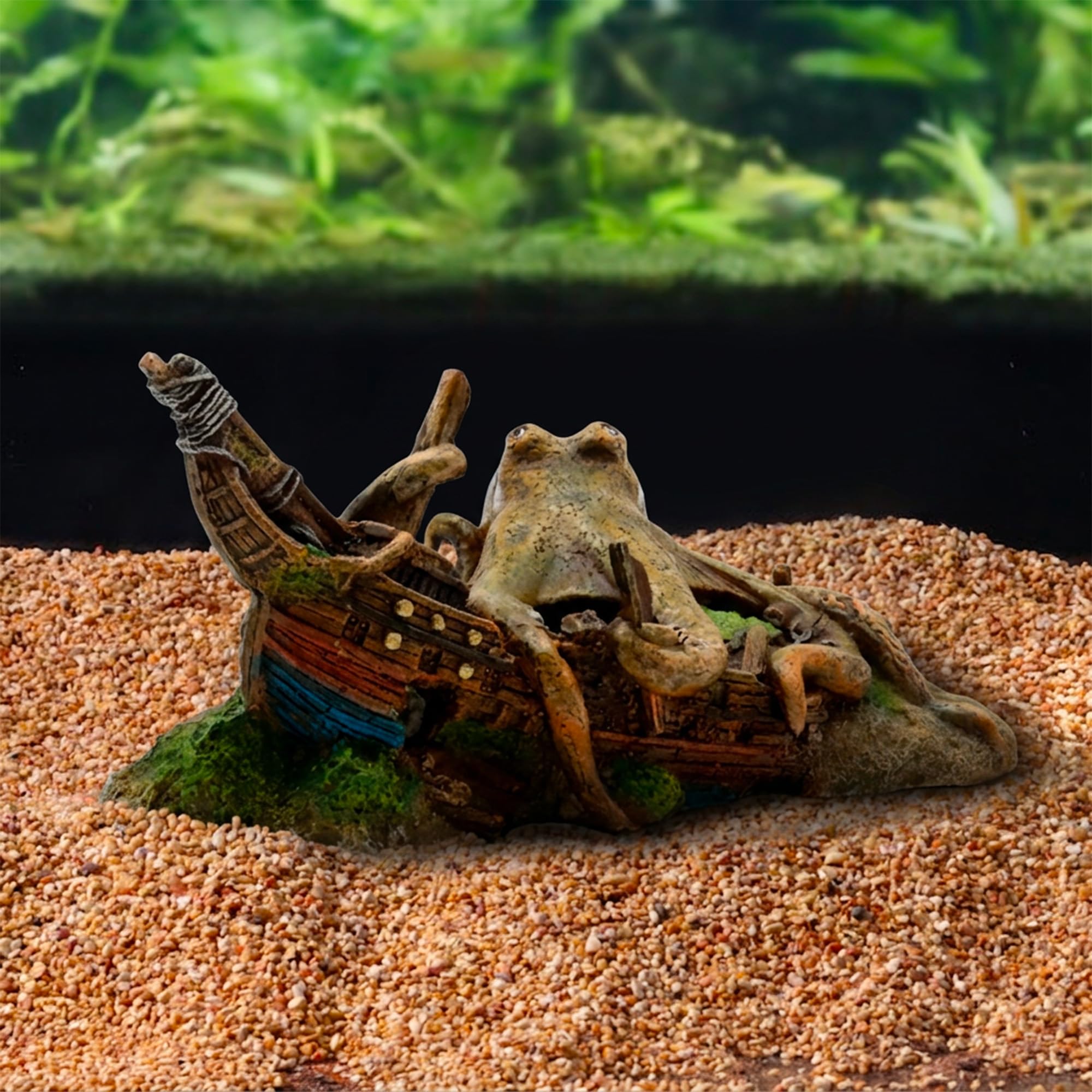 Amtra Wave Epave avec Pieuvre pour Aquariophilie