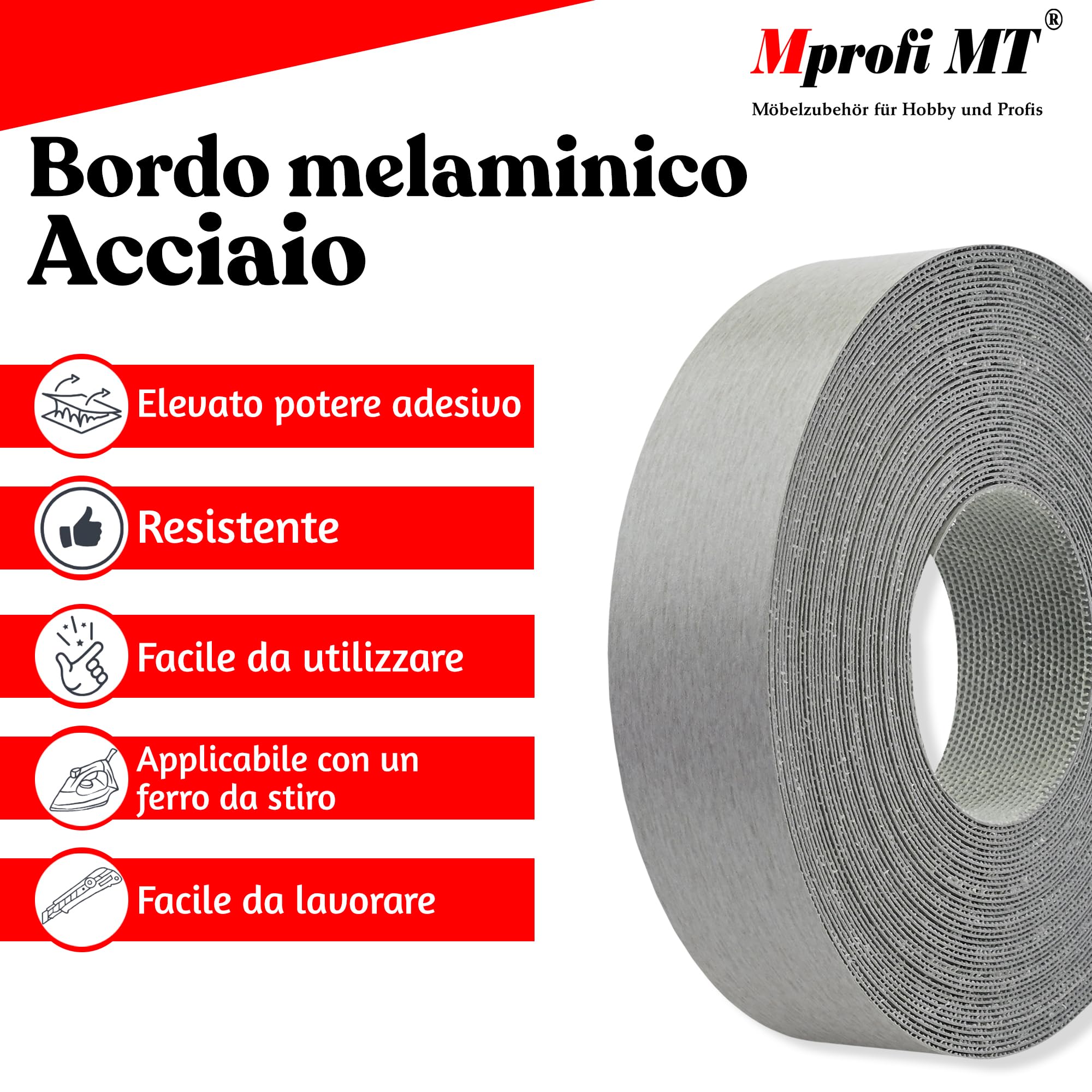 Bordatura Effetto Acciaio Per Mobili - Adesivo Termoapplicabile | Diverse Misure | Spessore 0.4mm - Foto 6